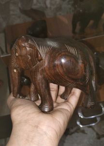 Vintage Wooden Elephant Family