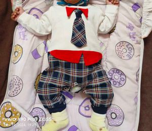 Baby Plaid Romper with Tie