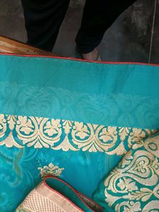 Green &amp; Gold Embroidered Saree
