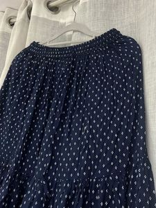 Navy Blue Tiered Maxi Skirt