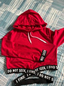 Red Cropped Hoodie