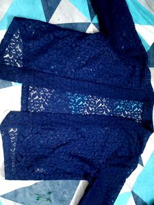 Navy Blue Lace Cardigan