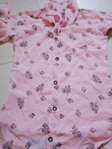 Pink Floral Button-Down Top