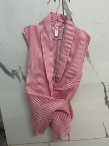 Striped Sleeveless Blazer Top