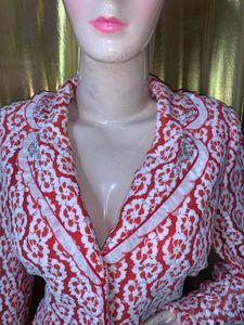 Red &amp; White Patterned Blazer  2dec8