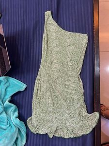 Green Floral One Shoulder Dress