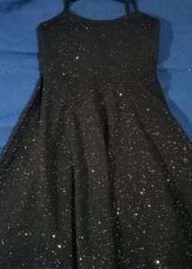 Jet Black Glittery Sleeveless Dress