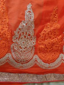 Orange Embroidered Saree