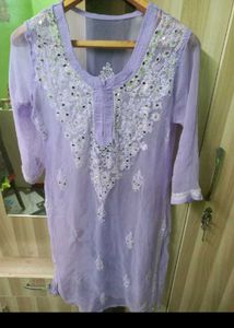 lakhnowi Lavender Embroidered Kurta
