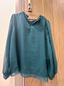 Elegant Teal Lace Blouse