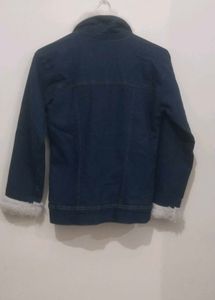 Fuzzy Trim Denim Jacket