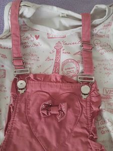 Girls Dungaree Or Overalls - Pink And Black