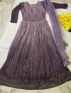 Sequin Ombre Gown With Dupatta