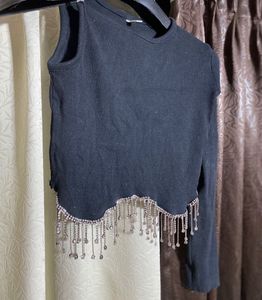 Chic Black Embellished Top