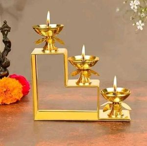 Pure Brass 3 Step Diya Peetal Ka Dia