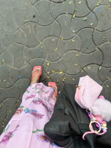 Floral Print Pink Sundress v neck