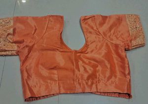 Elegant Peach Saree with stones and breads