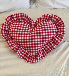 Pink Gingham Heart Pillow