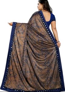 Lycra Blend Ruffle Saree With Unstitched Blouse Pi
