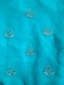 Heavy Embroidered Sky Blue Saree With Blouse