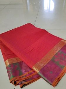 Light Orange Silk Cotton Saree...