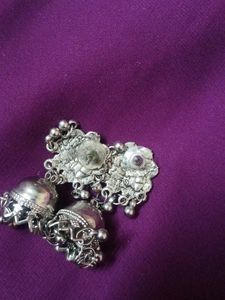Silver Jhumka Earrings