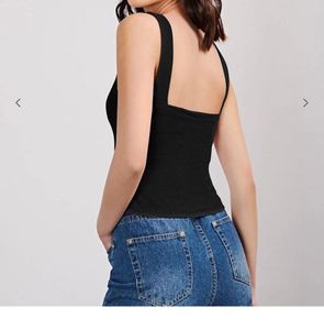 Square Neck Black Top