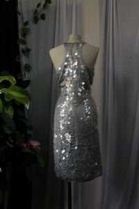 Mango Luxe Sparkling Silver Sequin Dress
