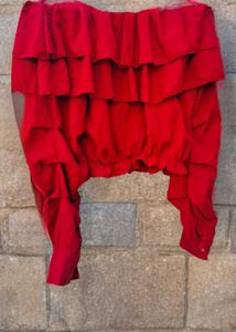 Red Ruffle Off-Shoulder Top