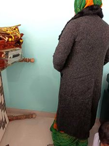 Faux Fur Collar Long Cardigan