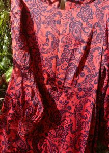 Red Paisley Tiered Midi Dress