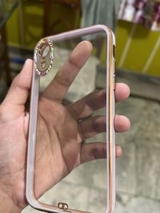 iPhone XR Clear Glass Cover With Stones And Purple Sides