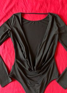 Shein Black Backless Partywear Bodysuit