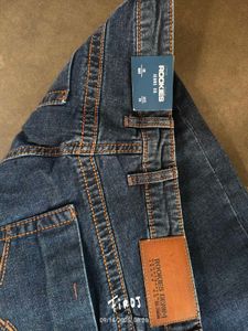 ROOKIES Dark Blue Mid-Rise Loose Fit Jeans