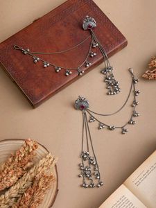 Oxidized Silver Kashmiri Earrings