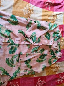 Pink Leaf Print Blouse