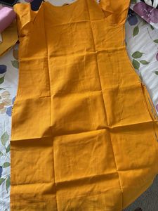 Handwoven Mustard Yellow &amp; Navy Kurta