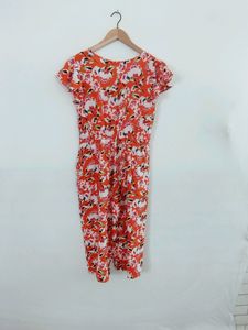 Orange Printed Casual Jumpsuit (Women)
