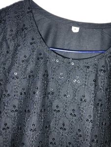 Combo Knitted Crop Top and black kurti