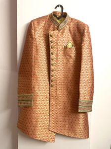 Peach Pink Color Men Sherwani Suit Coat
