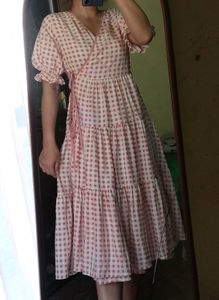 Pink Gingham Wrap Dress