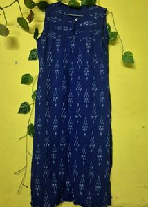 Blue Ikat Print Sleeveless Top