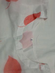 Stylish White With Red Organza Frock