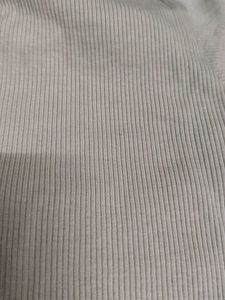 Beige Ribbed Drawstring Top