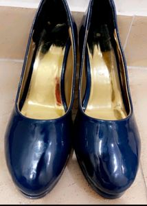 Blue Solid Heels
