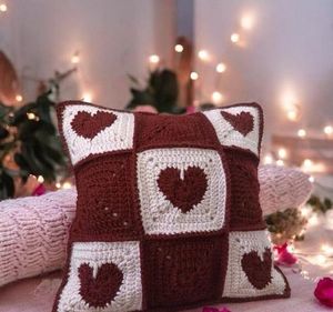 Heart Crochet Throw Pillow