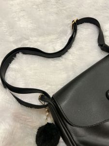 Black Crossbody Bag with Pom-Pom (Brand new Su