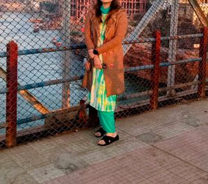 Neon Green And White Suit Set