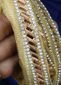 Gold Embellished Stone Lace Border