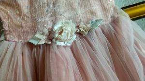 Classy Pink Frock With Beautiful Net Design